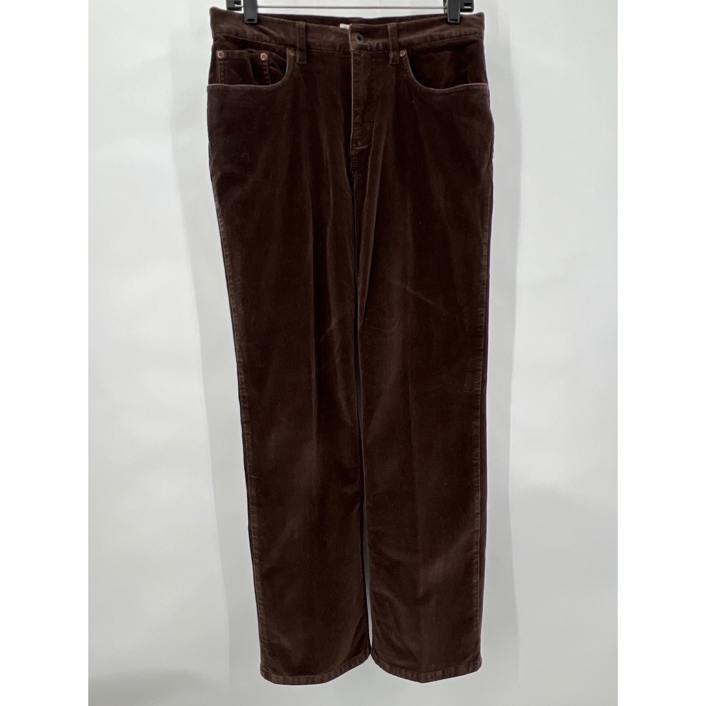 Vintage LL Bean Womens 8P Brown Corduroy Pants Straight Leg Stretch Petite